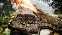 Fire crocodiles reptiles photomanipulation wallpaper