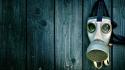 Green blue wood gas masks wallpaper