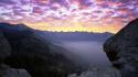 Mountains clouds trees rocks california wallpaper