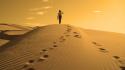 Sand desert alone people dunes footprint wallpaper