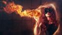 Abstract red fire redheads glasses creative wallpaper