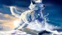 Winter snow animals dogs fantasy art husky collar wallpaper