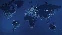 Blue minimalistic night lights world satellite maps wallpaper
