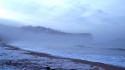 Coast beach waves fog mist scotland frost wallpaper