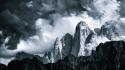 Mountains clouds grey wallpaper