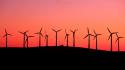 Sunrise landscapes silhouette california windmills wallpaper