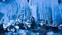 Water ice blue nature winter cold frozen icicles wallpaper