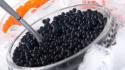 Black food spoons caviar wallpaper