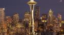 Cityscapes night seattle city lights space needle buldings wallpaper