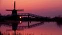 Sunset netherlands windmills wallpaper