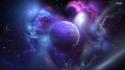 Blue outer space planets nebulae fantasy art artwork wallpaper