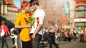 Love flowers redheads couple wallpaper