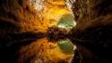 Nature mirrors reflections caves canary islands wallpaper