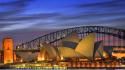 Night opera house australia harbor sydney harbour bridge wallpaper
