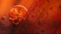 Outer space red planets digital art science fiction wallpaper