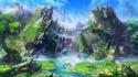 Cliffs fantasy art streams artwork waterfalls rivers wallpaper