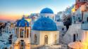 Greece spaceships dome evening cities religious skies wallpaper