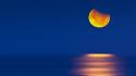 Moon bing night sky sea wallpaper