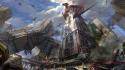 Ruins dragons destruction fantasy art science fiction cities wallpaper