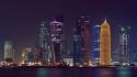 Skyscrapers city lights skyline qatar wallpaper