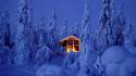 Winter snow trees finland cabin landscapes huts bing wallpaper