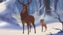 Deer bambi walt disney snow landscapes wallpaper