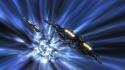 Futuristic stargate atlantis spaceships shows warp speed wallpaper