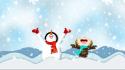 Happy snowmen digital art wallpaper