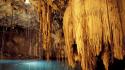 Nature mexico underground lakes caves rock formations wallpaper
