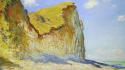 Paintings beach cliffs claude monet impressionism wallpaper