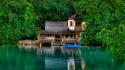 Forests houses lakes wallpaper