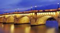 Street lights rivers evening arches pont neuf wallpaper