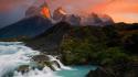 Sunset chile mountains clouds landscapes nature forests waterfalls wallpaper
