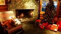 Trees christmas new year gifts fireplace wallpaper