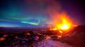Volcanoes aurora borealis wallpaper