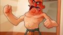 Cartoons red men funny angry faces wallpaper
