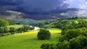 Clouds nature rivers country field wallpaper