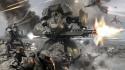 Fantasy guns explosions warfare mech sci-fi action wallpaper