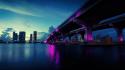 Cityscapes bridges miami city lights dusk wallpaper