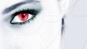 Close-up futuristic red eyes cyber girls wallpaper