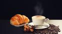 Coffee food beans croissants pastries wallpaper