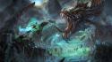 Dragons rain fight fantasy art creatures artwork wallpaper