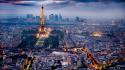 Eiffel tower paris city lights skyline wallpaper