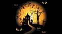 Halloween spooky digital art bats black background vector wallpaper