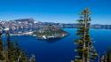Mountains landscapes nature snow trees forests crater lake wallpaper