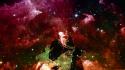 Outer space galaxies kissing artwork wallpaper