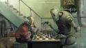 Robots chess thinking artwork game old man wallpaper