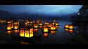 Floating deviantart lanterns lakes wallpaper