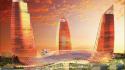 Futuristic architecture design buildings flame azerbaijan baku towers wallpaper