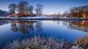 Landscapes nature winter trees frost reflections wallpaper
